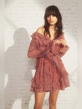Marissa Webb Floral Ruffle Mini Dress - New Size medium